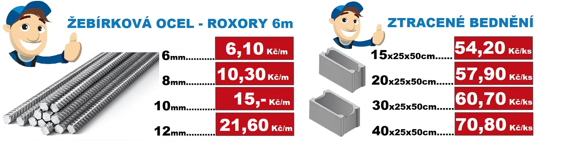 žebírková ocel, roxory, ztracené bednění