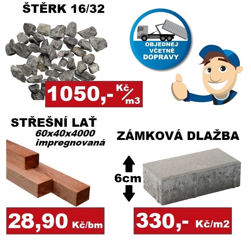 dlažba, štěrk, latě